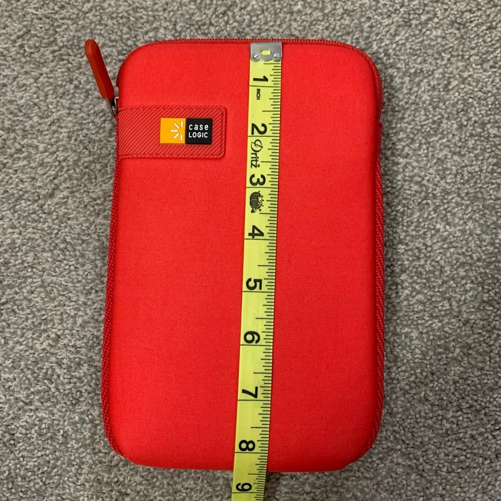 Case logic red foam zippered phone, tablet, hard drive, or eReader sleeve